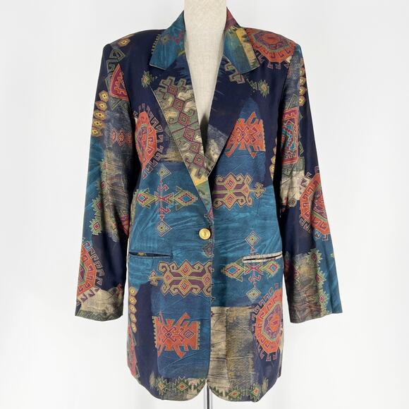 90s Aztec print blazer 1990s vintage - Picture 3 of 7